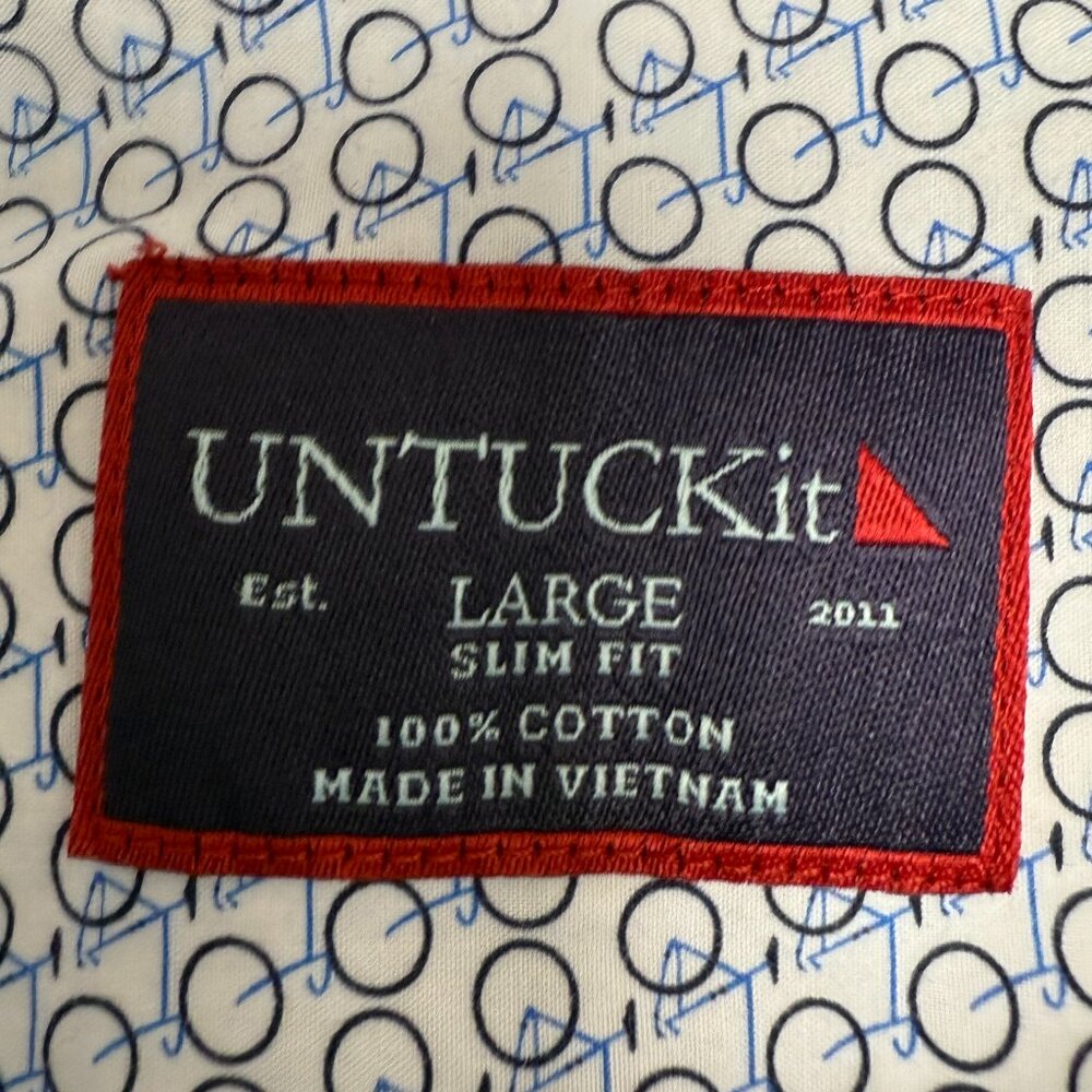 UNTUCKit Men's EUC Slim "Giro" Short Sleeve Bike Print Shirt | Size Large - Picture 7 of 9